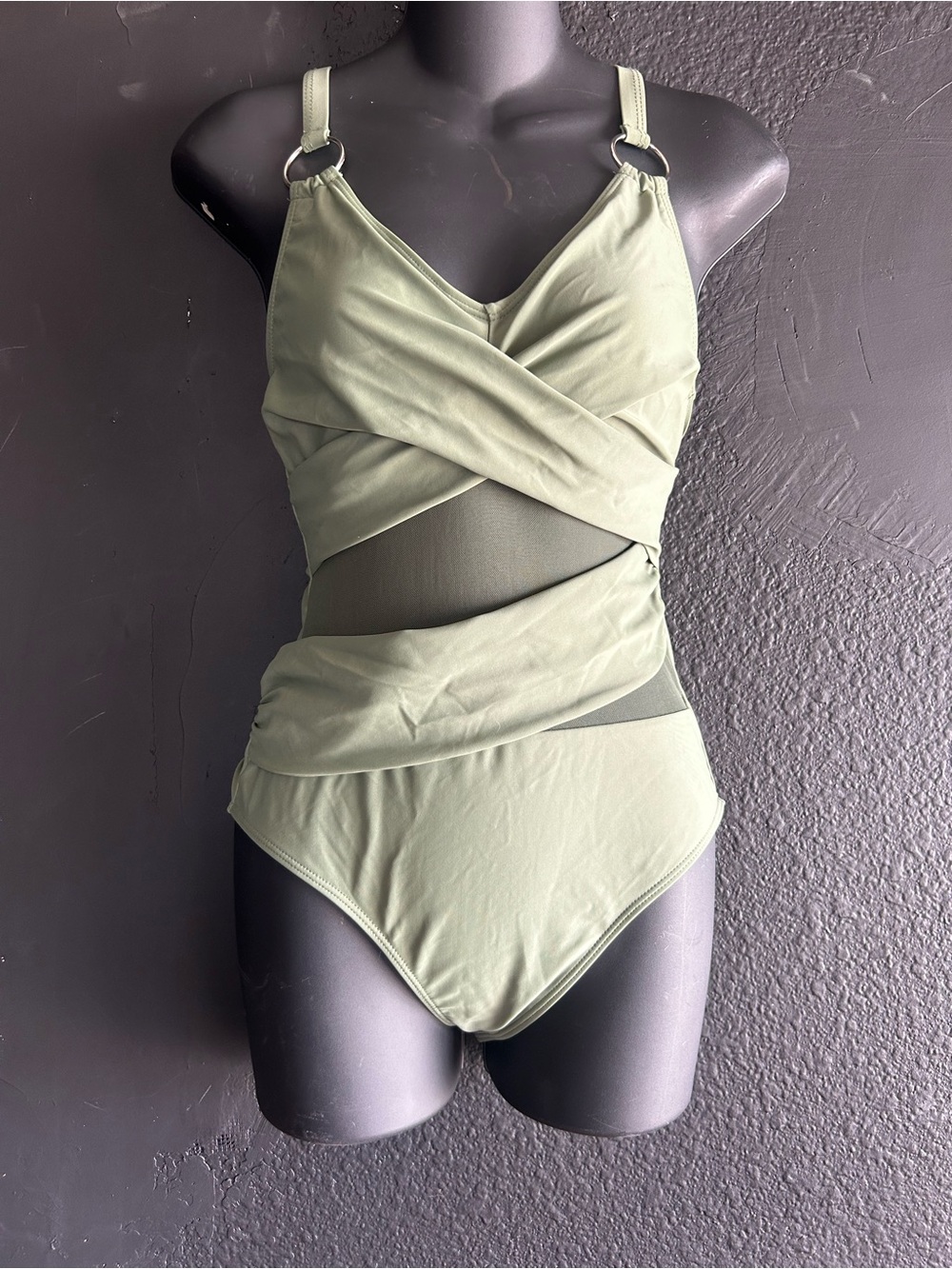Shoreline Olive Green One-Piece Swimsuit with Twist and Cutout